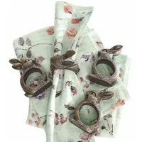 Loberon Serviettenring 4er Set Bresanto, Süße Hasenform, Handbemalt, Ostern,