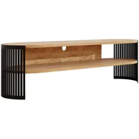 Mirjan24 Tv-Lowboard, Schwarz, Eiche, Holzwerkstoff, Oval, 140x40x40 cm, Wohnzimmer,