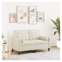 VidaXL 2-Sitzer-Sofa mit Zierkissen Creme 120 cm Samt