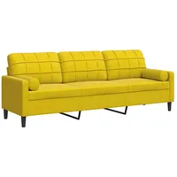 VidaXL Sofa 3-Sitzer mit Zierkissen Gelb 210 cm Samt