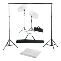 VidaXL Fotostudio-Set mit Hintergrund, Leuchten und Schirmen