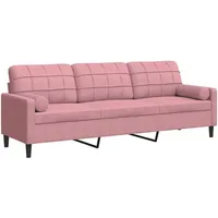 VidaXL Sofa 3-Sitzer mit Zierkissen Rosa 210 cm Samt
