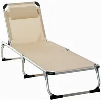 Outsunny Gartenliege mit Kopfkissen Ergonomisch Beige