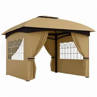 Outsunny Pavillon ca. 3,4x3,4 m wasserabweisend Gartenpavillon mit 4