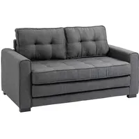 Homcom Schlafsofa Klappsofa 2-Sitzer Stoffsofa Leinen-Touch Gummiholz Grau