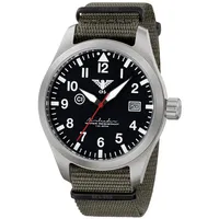 KHS AIRS.NSGO Herren-Armbanduhr Airleader Olivgrün/Stahl