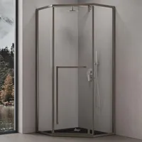 Doporro Fünfeckdusche Duschkabine 100x100x200cm Duschabtrennung ESG-Sicherheitsglas Klarglas inkl. Nano-Beschichtung