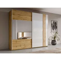 Home Affaire Schwebetürenschrank Fabella, Weiß Hochglanz mit Eiche Dekor,