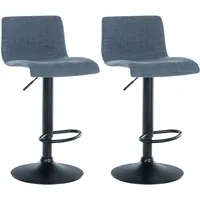 CLP 2er Set Barhocker Branford blau/Stoff