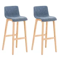 CLP 2er Set Barhocker Hover Stoff Natura blau
