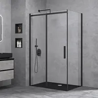 Doporro Eckdusche 100x110x195cm schwarz Duschkabine Duschabtrennung ESG-Sicherheitsglas Klarglas Schiebetür