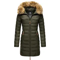 Marikoo Steppmantel Rose-Stepp zeitloser Winterparka mit großer Kunstfellkapuze grün