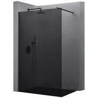 Doporro Luxus Duschwand für Dusche Duschabtrennung 80x200cm Schwarz Walk-In