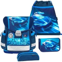 Belmil Classy Schulranzen-Set 4-teilig Racing Blue Neon mit Brustgurt