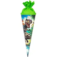 Goldbuch Geschwistertüte Vulkan, Schultüte mit Dinosaurier-Motiv, Lackkarton, Geschenkverpackung mit