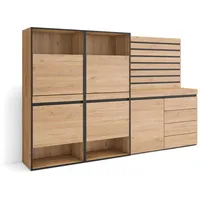 SKRAUT HOME Schuhschrank, Eiche, Holzwerkstoff, 4 Schubladen, Rechteckig, 227x145x35