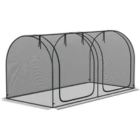 Outsunny Pflanzenschutznetz 2,5x1,2m, Gemüseschutznetz mit Tür, Stahlrahmen, winddichtes Gemüsenetz,