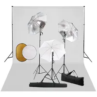 VidaXL Fotostudio-Set mit Lampen, Schirmen, Hintergrund & Reflektor