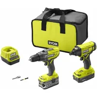 RYOBI Ryobi, Bohrmaschine + Akkuschrauber, R18PDID2-252S Akku-Schlagbohrschrauber Set (Akkubetrieb)