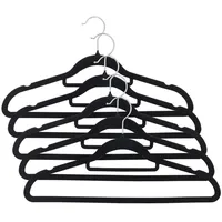 Trendline Kleiderbügel mit Steg und Samtüberzug 5er Pack schwarz