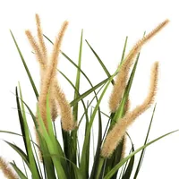 HJH Office Kunstpflanze CORTADERIA I Pampasgras im goldenen Kunststoff-Topf,