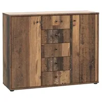 Freiraum Sideboard >TEMPRA2< 2 Türen, 5 Schübe, Old-Wood Vintage
