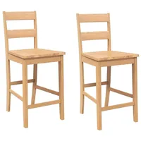 VidaXL Barhocker 2 Stk. Natur Massivholz Gummibaum