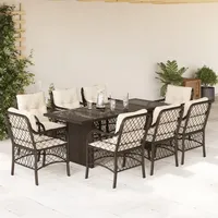 VidaXL 9-tlg. Garten-Essgruppe mit Kissen Braun Poly Rattan