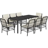 VidaXL Garten-Essgruppe 9-tlg. Schwarz