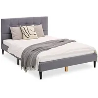 Homestyle4u Polsterbett 120x200 Grau Doppelbett mit Lattenrost 1985