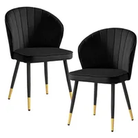 Wohnling 2er Set Esszimmerstuhl Samt WL6.951 schwarz