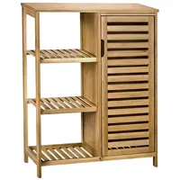 Ad.con Badezimmerschrank Bambus Badregal mit 3 Ablagen und 1