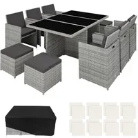 tectake® Sitzgruppe, wetterfest und UV-beständig, für 6 bis 10