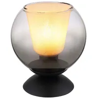 GLOBO Beistellleuchte Tischlampe Nachttischleuchte Glas Kugel Kristall rauch schwarz
