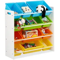 Relaxdays Relaxdays, Kinderregal mit Regalboxen, Aufbewahrungsregal, buntes Spielzeugregal, MDF+Kunststoff,