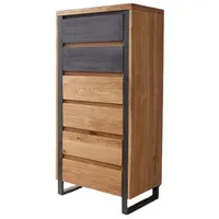 Main Möbel Kommode 62x128cm Massivholz Eiche & Metall gebürstet