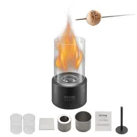 Vevor Feuerstelle Feuerschale Feuerkorb Rauchfrei Tischkamin mit Glas φ160x285mm