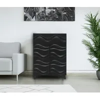 Mendler Kommode HWC-N86, Schrank Sideboard Anrichte, 3D-Wellen-Design Push-to-open Türen