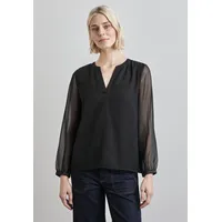 STREET ONE Damen, A345209 Chiffon-Bluse,Schwarz, 34 - 34