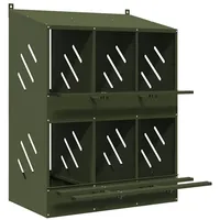 VidaXL Hühner-Nistkasten mit 6 Fächern Olivgrün Metall