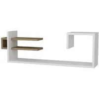 Moebel17 Wandregal weiß walnuss Optik B/H/T: ca. 90x30x20 cm,
