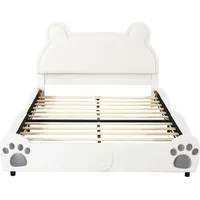 XDOVET Jugendbett Bärenform 140 x 200 cm Metall weiß
