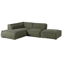 MASSIVMOEBEL24.DE MASSIVMOEBEL24 Ecksofa inkl. Hocker 195x220x79 Polyester grün RAVENNA
