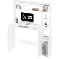  Schreibtisch Weiß Computertisch mit Bücherregal Bürotisch Gamingtisch PC Tisch