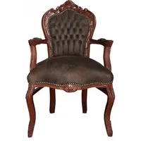 Casa Padrino Barock Esszimmer Stuhl mit Armlehnen Braun /