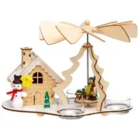 SIKORA P30-3 2-in-1 Holz Teelicht Weihnachtspyramide mit funktionsfähigem Räucherhaus
