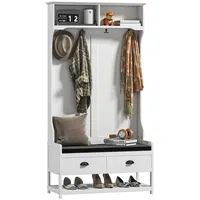 Homcom 2-in-1 Garderobenständer, Kleiderständer mit 4 Haken, Garderobe mit