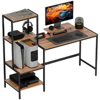 Homcom Schreibtisch Computertisch mit Monitorständer, CPU-Ständer, Druckerablage, 4 Regalen,