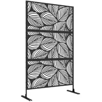 Outsunny Garten-Paravent 122 x 198 cm Schwarz Stahl 1