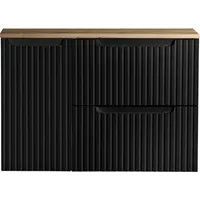 [en.casa] Waschtisch Skelbolu 80x60x40 cm Schwarz/Eichenoptik